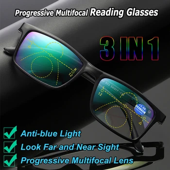 Anti-mėlyna Šviesa Akinius Presbyopia Akiniai Progressive Multifocal Objektyvas, Kompiuteris, Akiniai +1 +1.5 +2 +2.5 +3 +3.5 +4