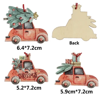 HUADODO 3Pcs Vintage Kalėdų Sunkvežimis su eglučių Papuošalai, Mediniai Kalėdinė dekoracija Kalėdų eglutės Ornamentu Šalies Vaikų dovanų