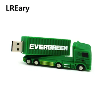 Animacinių filmų green sunkvežimio modelis memory Stick Pen ratai Sunkvežimis/krovininis traukinys, USB 