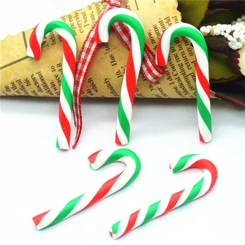 10VNT Žalia-Raudona-Balta Spalva Polimero Molis Kalėdų Saldainiai Cukranendrių Miniatiūros|Kalėdų Eglutė įrengimas|Kalėdų Šalies Prekių