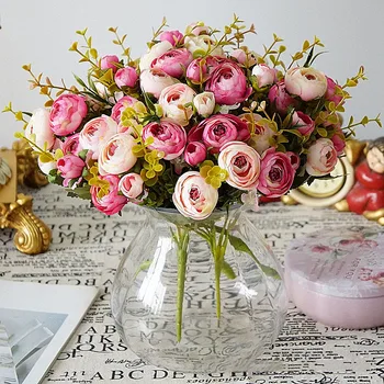 10 Galvų Derliaus Šilko Gėlės Retro Arbatos Rožės Dirbtinės Gėlės Nuotakos Puokštės, Vestuvių Dekoravimas, Namų Netikrą Gėlės A3050