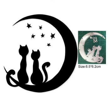 Mielas Kitty Cat anding Mėnulyje 2021 Naujos Metalo Pjovimo Miršta Mielas Gyvūnų Trafaretas, 