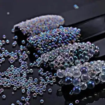 10g/Pak Mini Bubble Ball Ikrai Granules Sumaišyti 0.6-3mm Mažyčiai Karoliukai, Stiklo Pasaulyje Silicio Pelėsių Užpildas Pakabukai 3D Nagų 