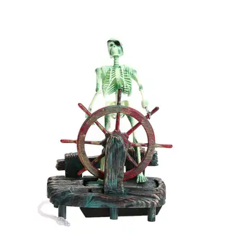 Piratų Kapitonas Akvariumo Dekoracijos Kraštovaizdžio Skeletas ant Ratų Veiksmų Skaičius, Žuvų Bakas Ornamentu Akvariumo Apdaila