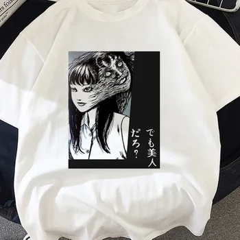 Siaubo komiksai Junji Ito ponios T-shirt femme streetwear Harajuku T-shirt tumblr grunge vasaros kawaii top moterims