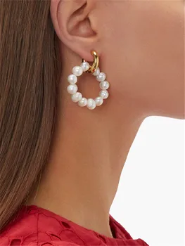 KshmirDouble-ratas gėlo vandens perlų ratas auskarai, sluoksniuotos mažas perlas ausies žiedas, moterų išskirtinį Bohemijos moterų auskarai