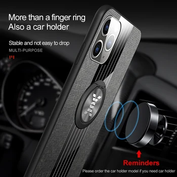 Anti Slide Metalo Žiedas, Stovas Austi Odinis dėklas iPhone 11 12 Pro 6 7 8 Plus X XR XS MAX SE2020 Padengti Automobilio Magnetas Ultra Plonas