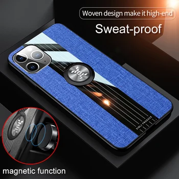 Anti Slide Metalo Žiedas, Stovas Austi Odinis dėklas iPhone 11 12 Pro 6 7 8 Plus X XR XS MAX SE2020 Padengti Automobilio Magnetas Ultra Plonas