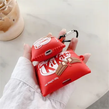 3D Kitkat mielas Šokolado chip cookies Belaidės Ausinės atveju Airpods 1 2 3 Pro langelį 
