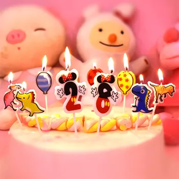 1 vnt animacinių filmų Žvakės mickey numerį Torto, Mirguliavimas ir Šviesti Šalies Tortas Baby Vaikų Gimtadienio Annivesary Šalis, Apdailos Įrankiai
