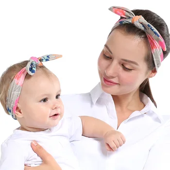 1 Set MAYA STEPANAS Mama & Vaikams Spausdinimo Triušio Ausis Plaukų Galvos Juosta Kūdikių Naujagimių Plaukų Virvę Lankelis galvos Apdangalai Headwrap