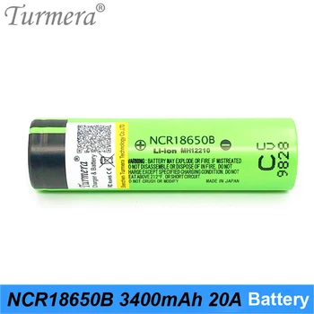 Turmera Originalus 18650 Baterija NCR18650B 3.7 V 3400mAh 20A Įkraunama Ličio Baterija Atsuktuvas Žibintuvėlis Baterija
