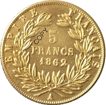 1862 m. Prancūzija 5 Frankai - Napoleonas III monetų kopijos