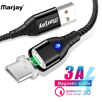 Marjay Magnetinio Kabelis 3A Greitai Įkrauti USB 3.0 C Tipo Kabelio 