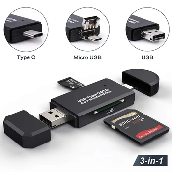 SD Kortelių Skaitytuvas USB 3.0 Kortelių Skaitytuvas USB Adapteris C Tipo Micro TF/SD Atminties Kortelių Skaitytuvas Flash Drive Adapteris 3 In 1 OTG Cardreader