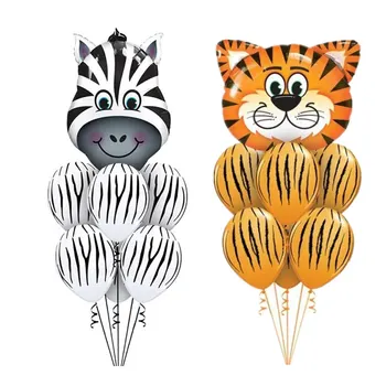 7pcs Tigras Zebra Latekso Balionas Nustatyti Tema Džiunglės Safari Gyvūnai Galvą Folija, Balionus, Gimtadienio Dekoracijas, Baby Shower Dovanos
