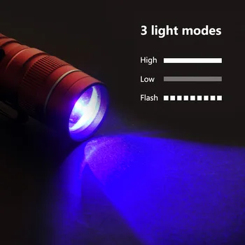 Sanyi LED UV Žibintuvėlis Fakelas 3 Rūšių 395nm ultravioletinės Šviesos Lempos, UV Lempos Fakelas 14500/AA Už Žymeklio Tikrintuvas Nustatymo