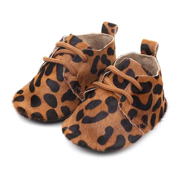 2020 Originali Oda Kūdikių bateliai Leopardo spausdinti Kūdikių Mergaitės, Minkšti batai Arklių plaukų Berniukai Pirmą vaikštynės, Nėriniai Kūdikių mokasinai