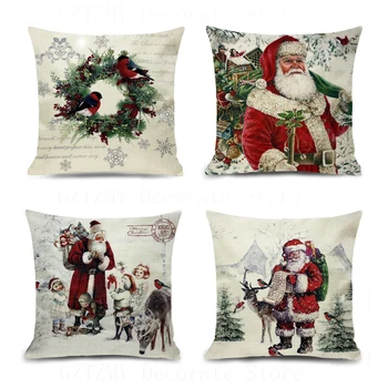 2021 Naujųjų Metų Kalėdų Pagalvę Santa Claus Spausdinimo Sofa-Lova Namų Dekoro Pagalvę Padengti Miegamasis Navidad Medžio Pagalvėlė Padengti 45x45 Cm