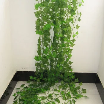 2.4 M Dirbtinis Ivy žalia Lapų Girlianda Augalai Vynmedžių lapai dekoro padirbtų augalų, Namų Dekoro Plastiko Dirbtiniai augalai Rotango string