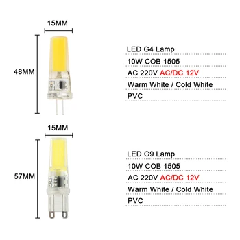 Led lemputė g9 g4, led lemputė 12V 220V Pritemdomi lemputė 2835 SMD 3W 6W 9w g4, g9 led, COB LED Apšvietimas pakeisti Halogeninis Prožektorius Liustra