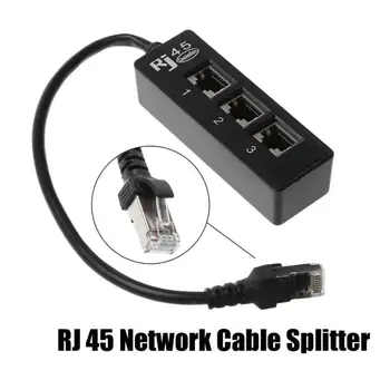RJ45 KATĖS Ethernet Kabelis Adapteris, Splitter Cable 1 Patinas 3 Patelės Uosto LAN Kabelis Ethernet Konverteris Reikmenys Lan TXTB1