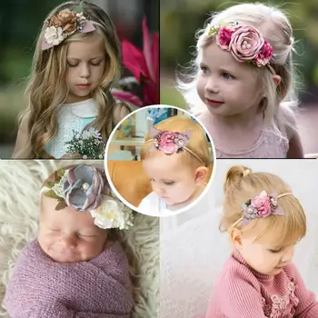 Balleenshiny Mados Gėlių Kūdikių Kaspinai Super Minkštas Nailono Baby Kūdikių Plaukų Juosta Baby Girl Plaukų Aksesuarai Fotografijos Rekvizitai