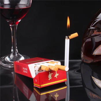 Kūrybos Mini Kompaktiškas Žibintuvėlis Lengvesni Butano Dujų Metalo Cigarečių Formos Žiebtuvėlis Nemokamai Gaisro Šlifavimo Ratas Lengvesni Vyrų Dovana Lauko
