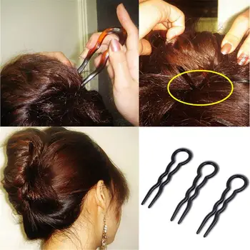 3 Vnt/Set Moterys, Suapvalinti Tne U Formos Plaukų Segtukai ir Spaustukai Plastiko Rankenos Patogu, Paprasta Šakių Plaukų Modeliavimo Įrankį 