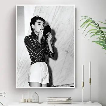 Audrey Hepburn Juoda Balta Mados Plakatas Drobė Sienos Menas Spausdinti Pink 