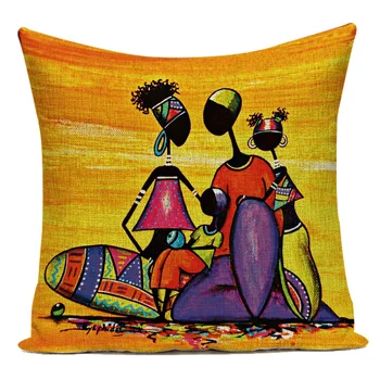 Retro Simbolių Pagalvėlės Atveju Afrikos Gyvenimo Būdą, Sofos Dekoratyviniai Pagalvių Užvalkalai Graži Moteris Egzotinių Šokių Namų Pagalvėlė Padengti