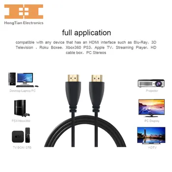HDMI Kabelis Male-Male hdmi kabeliai HD 1080P Didelės spartos Aukso Padengtą Kištukas 1.4 V 0,3 M 1M 2M 3M 5M 7.5 M 10M HD LCD HDTV XBOX, PS3