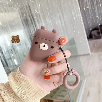 For AirPods Case Cute Cartoon Rabbit Frog Pig Bear Pattern Earphone Cases For Apple Airpods 2 Cover Funda with Finger Ring Strap