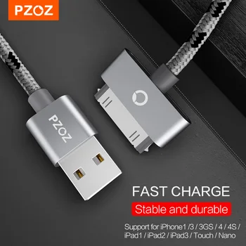 PZOZ USB Kabelis Nemokamai Greito Įkrovimo iphone 4 s 4s 3GS 3G iPad 1 2 3 iPod Nano itouch 30 Pin Įkroviklis adapteris Duomenų Sinchronizavimo laidas