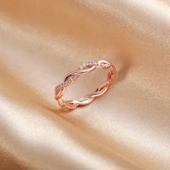 Vestuvinį Žiedą, Moterims, Merginos Paprastos Klasikinės spalvos Mini Kristalų Žalvario Rose Aukso Spalvos Žiedų Mados Juvelyrika Priedai