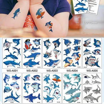10 rūšių Animaciją Ryklio Tatuiruotė Vaikų Mielas Makiažas Laikina Įstaiga, Lipdukai, Mėlyna Žuvis Vienkartiniai tatouage temporaire