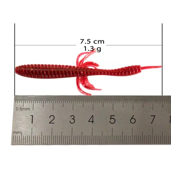 Minkštas Jaukų Kirminų Padaras 7.5 cm 1.3 g Dytiscidae Širdys Klijuoti Adatos Uodegą Žvejybos Masalas
