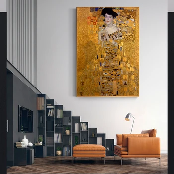 Portrait Of Adele Bloch, Drobė Paveikslų Ant Sienos Gustav Klimt Bučinys, Paveikslų Reprodukcijos Drobė Spausdina Kambarį