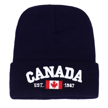 TUNICA Nauja Rudens Žiemos Megztos kepurės vyrams, Moterims, Kanada Laišką, siuvinėjimas Medvilnės Kepurės Rudenį skrybėlę Atsitiktinis Berniukas bžūp Vyrų Kepurės