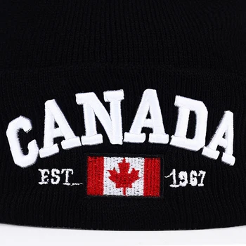 TUNICA Nauja Rudens Žiemos Megztos kepurės vyrams, Moterims, Kanada Laišką, siuvinėjimas Medvilnės Kepurės Rudenį skrybėlę Atsitiktinis Berniukas bžūp Vyrų Kepurės