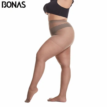BONAS 20D Ultra-plonas Moterų Plius Dydžio Pėdkelnės Didelio Dydžio 120kg Pėdkelnės Seksualus, Super Elastinga Karalienės Dydžio Nailono Pėdkelnės Moterų Nauja