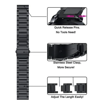 Nerūdijančio Plieno Juosta Xiaomi Amazfit Pvp S U Lite GTS 2 Mini Pop Pro VTR 47mm/42mm Stratos 3 Tempas Dirželis 20mm/22mm Watchband