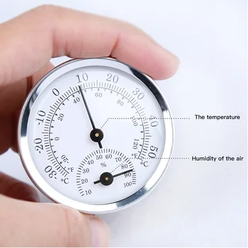 Mini 58mm Termometras & Drėgmėmačiu Lydinio Aliumininiai Temperatūros Drėgmės Matuoklis Buitinių Patalpų garo Kambarys Aukštos Kokybės