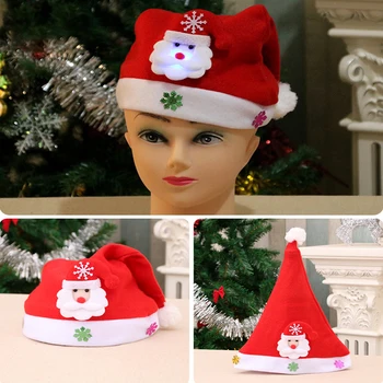 Naujųjų Metų Navidad Linksmų Kalėdų Skrybėlę lemputės LED Bžūp Storio Pliušinis Šiltą Kepurę bonnet de noel Vaikams, Vaikų, Suaugusiųjų Kalėdų Dovana 2020 m.