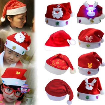 Naujųjų Metų Navidad Linksmų Kalėdų Skrybėlę lemputės LED Bžūp Storio Pliušinis Šiltą Kepurę bonnet de noel Vaikams, Vaikų, Suaugusiųjų Kalėdų Dovana 2020 m.