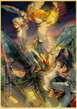 Tapyba Retro Plakato Spaudinių Anime Pažadėjo Neverland Yakusoku No Neverland Norman kraft popieriaus, Sienos Nuotrauka Home/Baro Dekoras