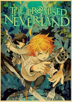 Tapyba Retro Plakato Spaudinių Anime Pažadėjo Neverland Yakusoku No Neverland Norman kraft popieriaus, Sienos Nuotrauka Home/Baro Dekoras