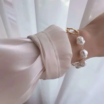 AOMU 2019 Naujas Boho Imituojamas-Pearl Metalo Granulių Kutas Tuščiaviduriai Gėlių Apyrankės Moterims Žavesio Mados Šalis Bohemijos Paplūdimio Papuošalai