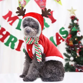 Pet drabužiai Kalėdų šunų drabužių rudens ir žiemos flanelė šiltas kačių ir šunų drabužius briedžių Kalėdų švenčių tiktų atostogų kostiumai