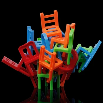 12pcs Mini Kėdės Pusiausvyrą Blokai Žaislas, Plastiko Surinkimas Blokai Krovimas Kėdės Vaikams mokomieji Šeimos Žaidimas Balansavimo Mokymo Žaislas